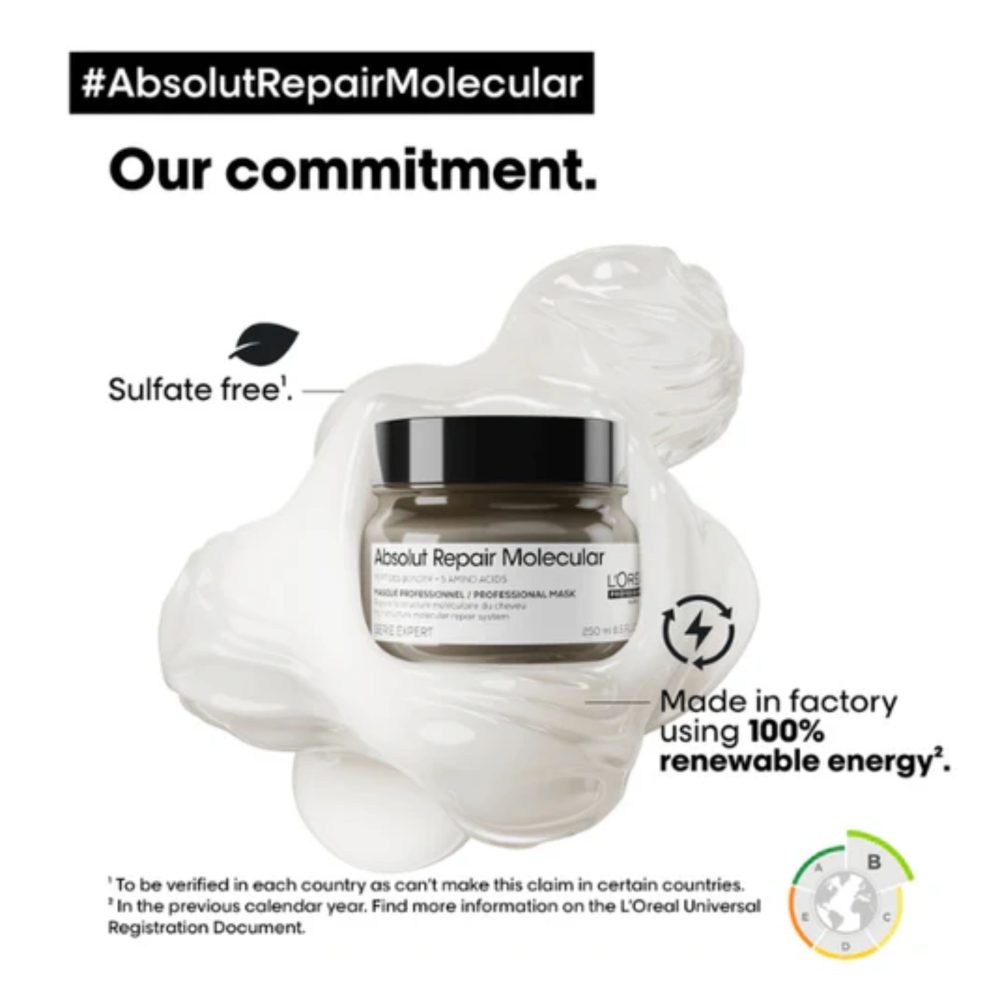 L'Oreal Professionnel Absolut Repair Molecular Professional Concentrated Rinse-off Mask For Damaged Hair Types 250ml - Image 3