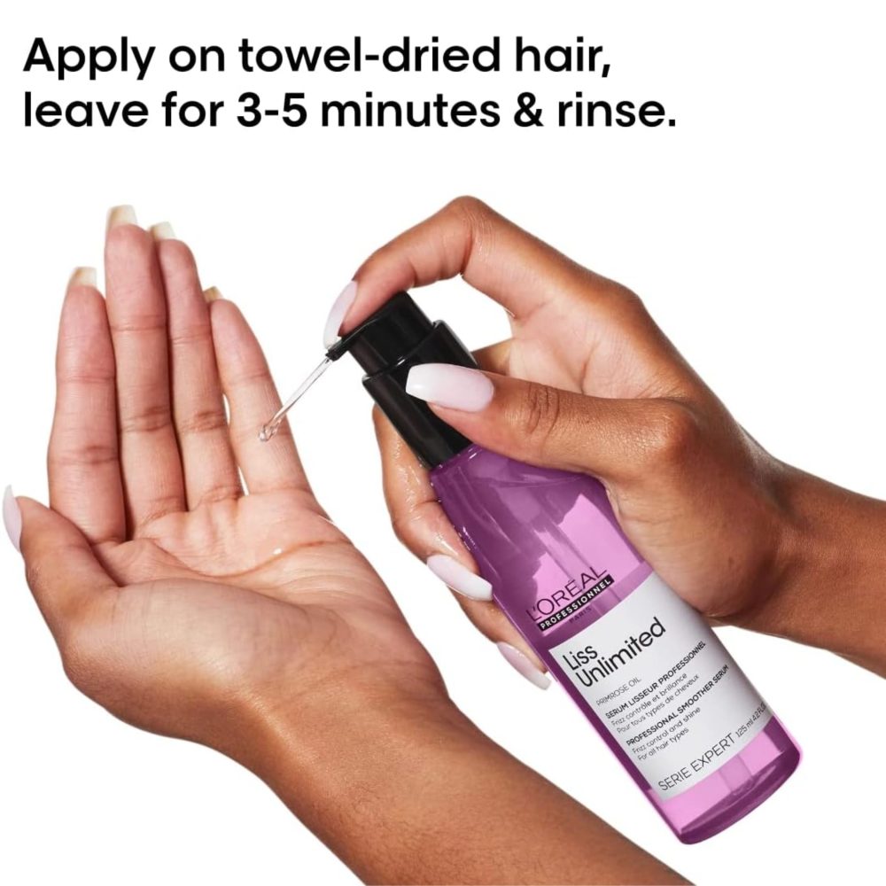 L’Oréal Professionnel | Liss Unlimited Soothing Anti-Frizz Blowdry Serum | With Prokeratin | For Rebellious Frizzy Hair & Straightened Hair | SERIE EXPERT | 125 ml - Image 4